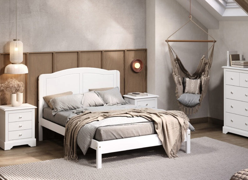 Stratford Bedframe – White Bedframe With Arched Headboard