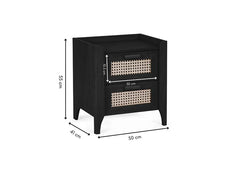 Sydney Black Ash Bedside - dims