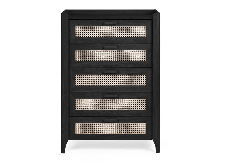 Sydney Black Ash  5 Drawer Chest - front