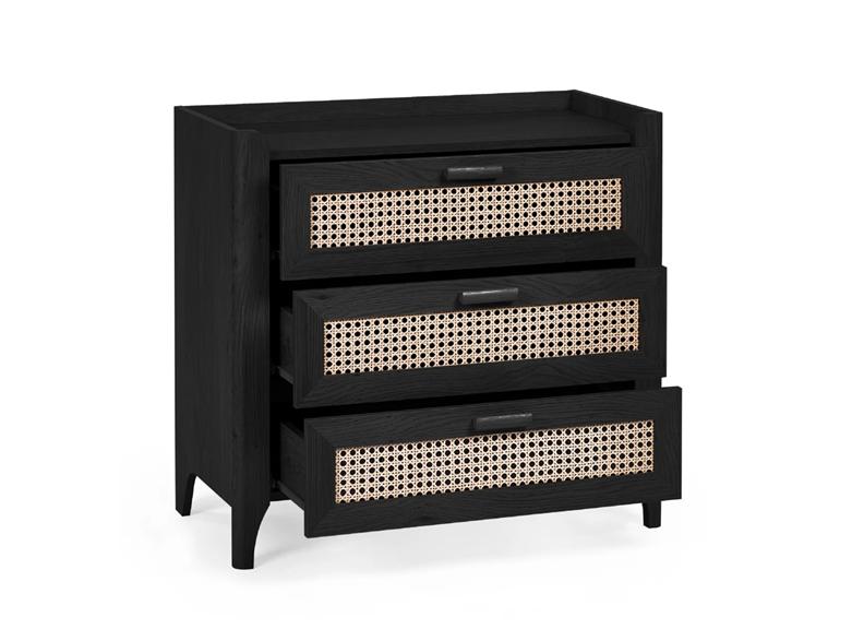 Sydney Black Ash  3 Drawer Chest - open
