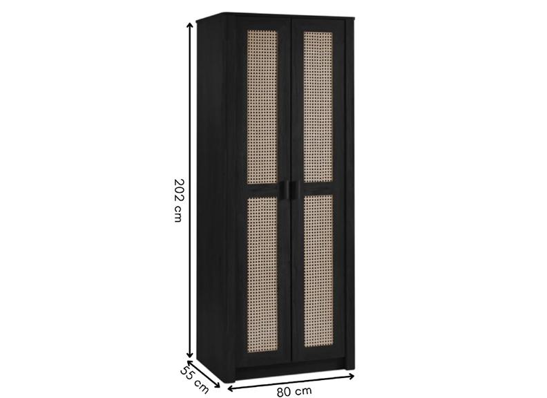 Sydney Black Ash Wardrobe - dims