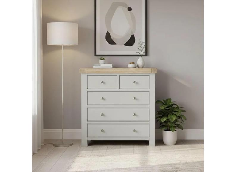 Salcombe Grey 2+3 Chest - chrome knobs