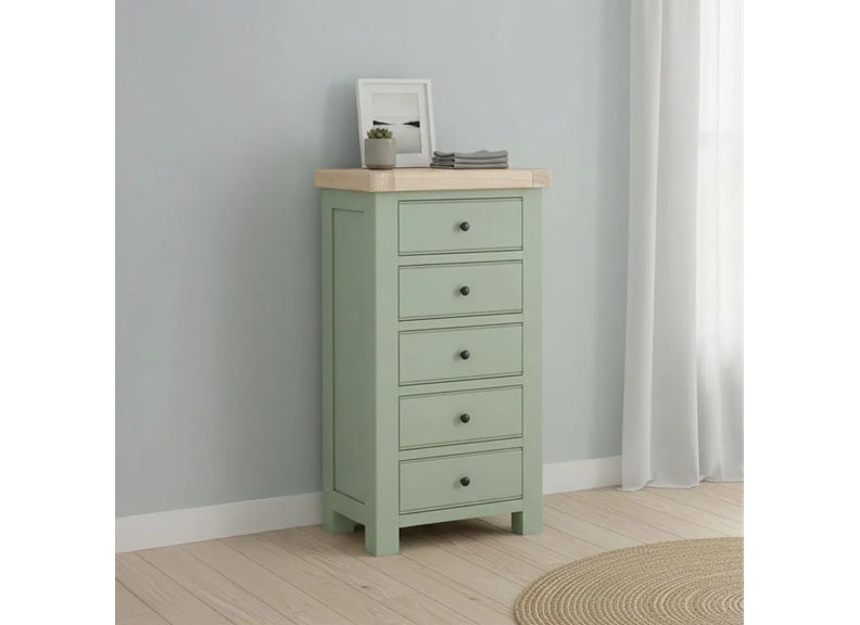 Salcombe Sage Five Drawer Chest - room