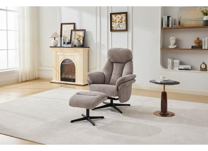 Sloane Fabric Swivel Chair & Footstool – Light Grey, Dark Grey or Oyster Occasional Armchair