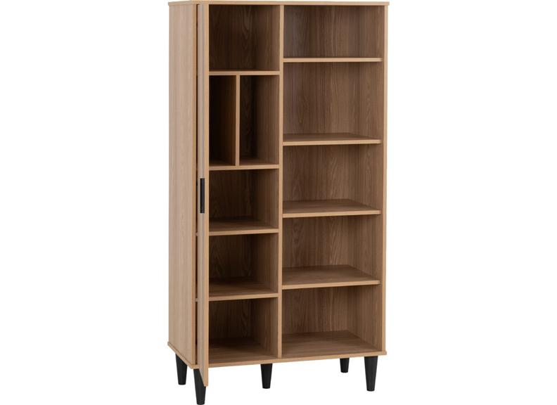 Tessa One Door Bookcase Unit – Oak Effect Wooden Bookcase With 1 Door | Modern Living Room Furniture