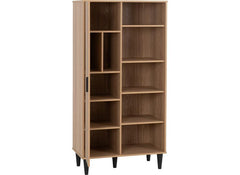 Tessa One Door Bookcase Unit – Oak Effect Wooden Bookcase With 1 Door | Modern Living Room Furniture