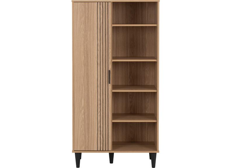 Tessa One Door Bookcase Unit – Oak Effect Wooden Bookcase With 1 Door | Modern Living Room Furniture