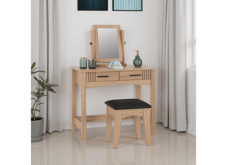 Tessa Dressing Table Set – Oak Effect Bedroom Furniture | Modern Bedroom Furniture