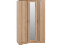 Tessa Three Door Mirrored Wardrobe – Oak Effect Bedroom Wardrobe With Mirror | Modern Bedroom Furniture