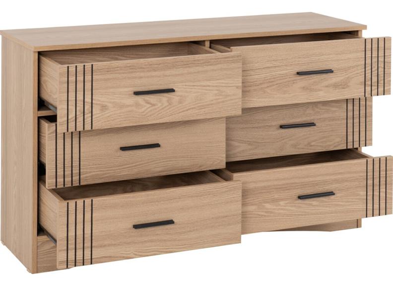 Tessa Six Drawer Bedroom Chest – Oak Effect Bedroom Furniture | Modern Bedroom Furniture