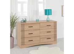 Tessa Six Drawer Bedroom Chest – Oak Effect Bedroom Furniture | Modern Bedroom Furniture