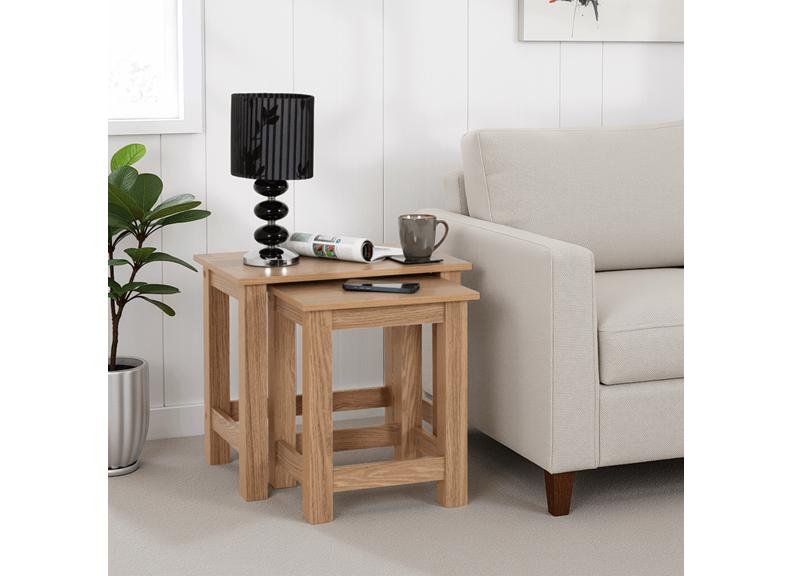 Tessa Table Nest – Oak Effect Wooden Occasional Table Set | Modern Occasional Room Furniture