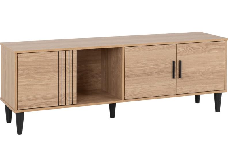 Tessa Large TV Cabinet – Oak Effect Wooden Long TV Unit  Modern Living Room Furniture