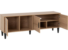Tessa Large TV Cabinet – Oak Effect Wooden Long TV Unit  Modern Living Room Furniture