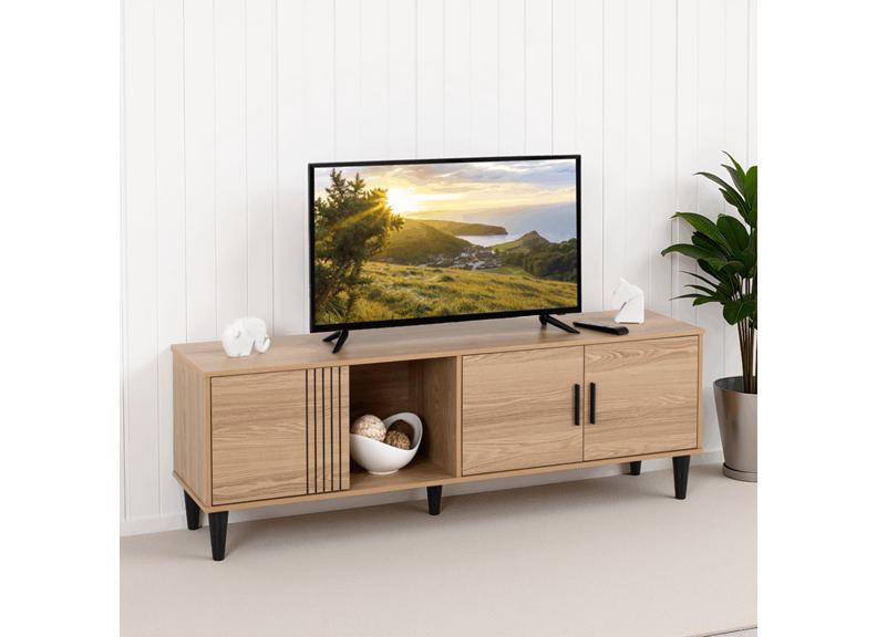 Tessa Large TV Cabinet – Oak Effect Wooden Long TV Unit  Modern Living Room Furniture