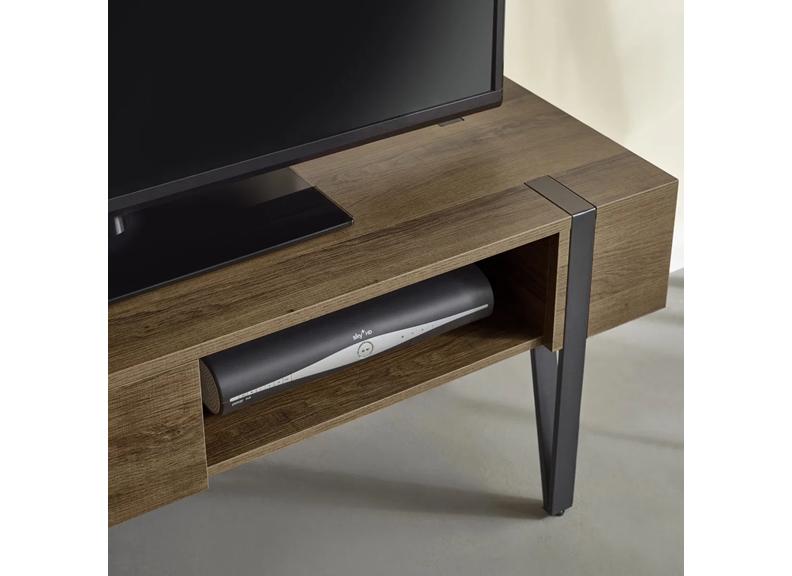 Troy Industrial Styled TV Unit with Drawer – Modern Metal & Wood TV Stand for Todays Living Rooms