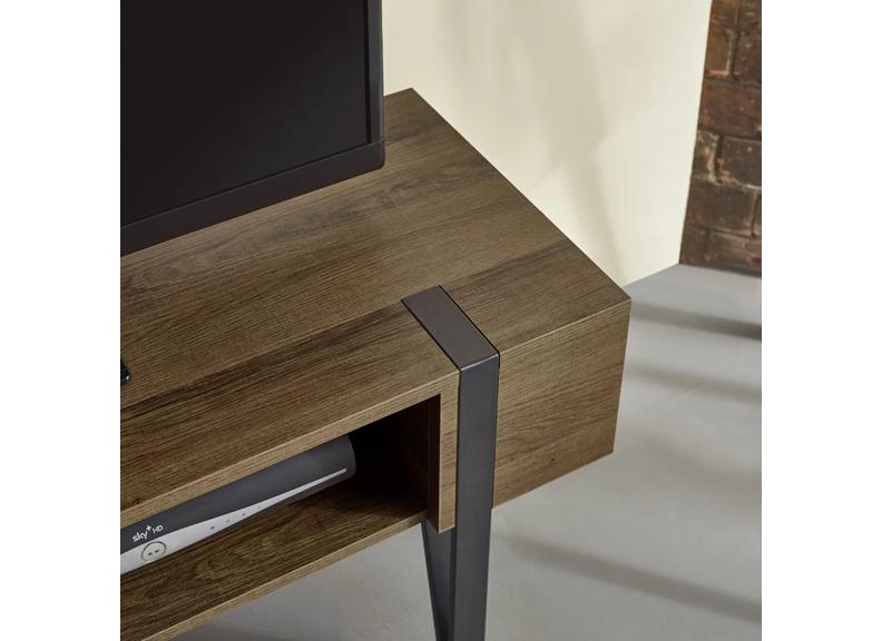 Troy Industrial Styled TV Unit with Drawer – Modern Metal & Wood TV Stand for Todays Living Rooms