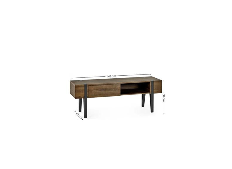 Troy Industrial Styled TV Unit with Drawer – Modern Metal & Wood TV Stand for Todays Living Rooms