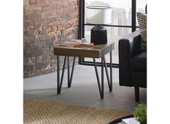 Troy Industrial Styled Lamp Table – Modern Metal & Wood Side Table for Living Rooms