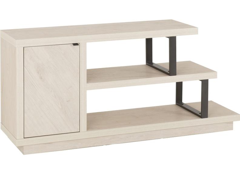 Turin TV Stand – Modern Wood & Metal TV Unit with Storage Cupboard – Contemporary Living Room Furniture