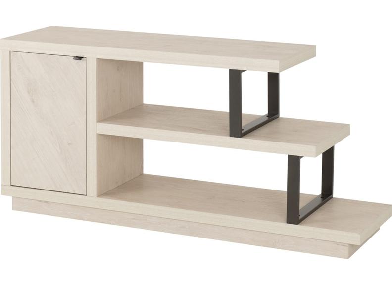 Turin TV Stand – Modern Wood & Metal TV Unit with Storage Cupboard – Contemporary Living Room Furniture