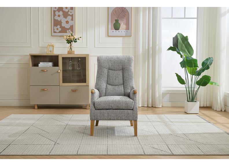 Thistle Fireside Armchair In Stone Fabric | Luxury Deep Seat Accent Chair for Living Room & Lounge
