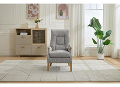 Thistle Fireside Armchair In Stone Fabric | Luxury Deep Seat Accent Chair for Living Room & Lounge