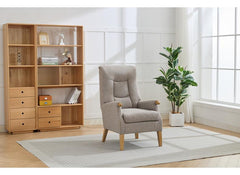 Thistle Fireside Armchair In Beige Fabric | Luxury Deep Seat Accent Chair for Living Room & Lounge