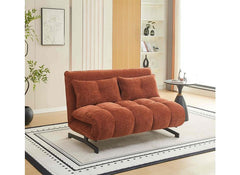 Tucker Deep Terra Futon Style Sofa Beds – Japanese Style Fabric Sleeper Sofa in Stone, Terracotta & Winter Moss