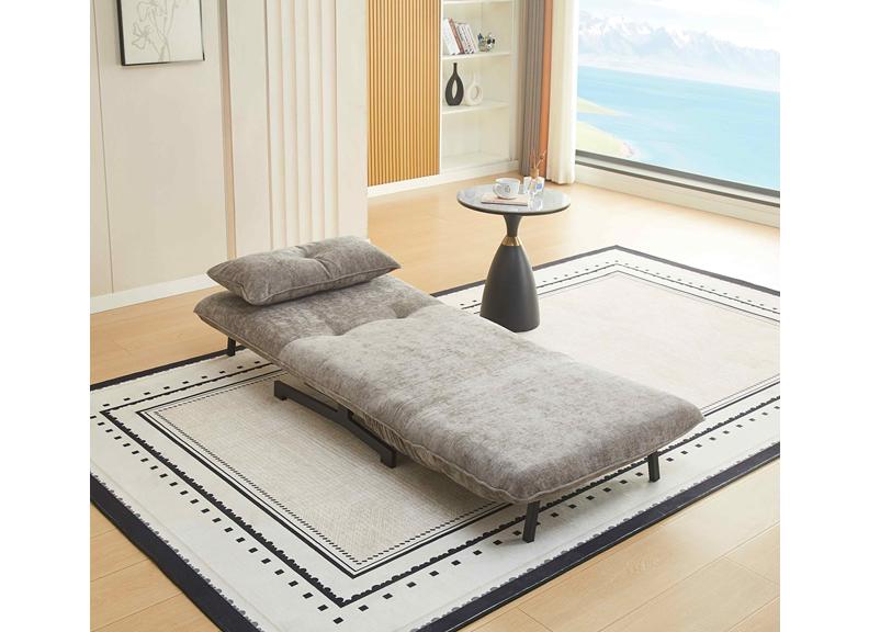 Tucker Stone Futon Style Sofa Beds – Japanese Style Fabric Sleeper Sofa in Stone, Terracotta & Winter Moss