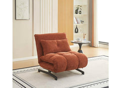 Tucker Deep Terra Futon Style Sofa Beds – Japanese Style Fabric Sleeper Sofa in Stone, Terracotta & Winter Moss