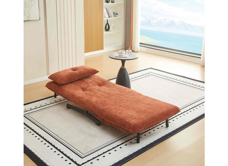 Tucker Deep Terra Futon Style Sofa Beds – Japanese Style Fabric Sleeper Sofa in Stone, Terracotta & Winter Moss