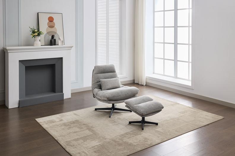 Turner Grey Chair With Footstool - 1