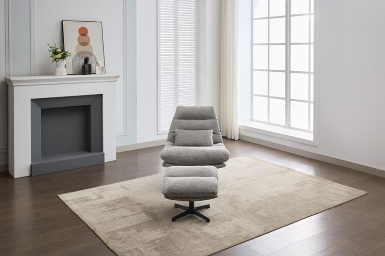 Turner Grey Chair With Footstool - 2