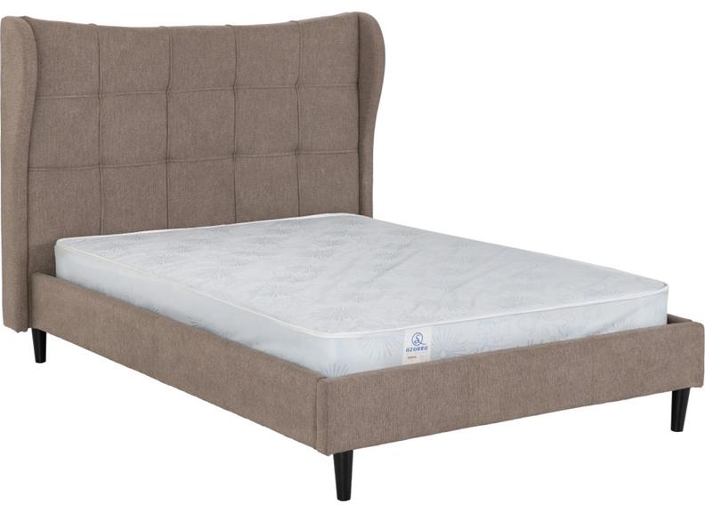 Verona Brown Fabric Bed With 'Winged' Headboard – Luxury Bed Frame In Brown (Pre-Order 4 ft6) (WBF)