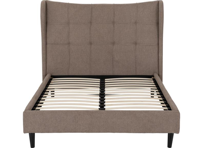 Verona Brown Fabric Bed With 'Winged' Headboard – Luxury Bed Frame In Brown (Pre-Order 4 ft6) (WBF)