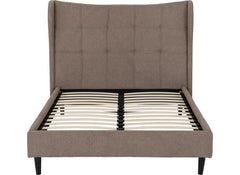 Verona Brown Fabric Bed With 'Winged' Headboard – Luxury Bed Frame In Brown (Pre-Order 4 ft6) (WBF)