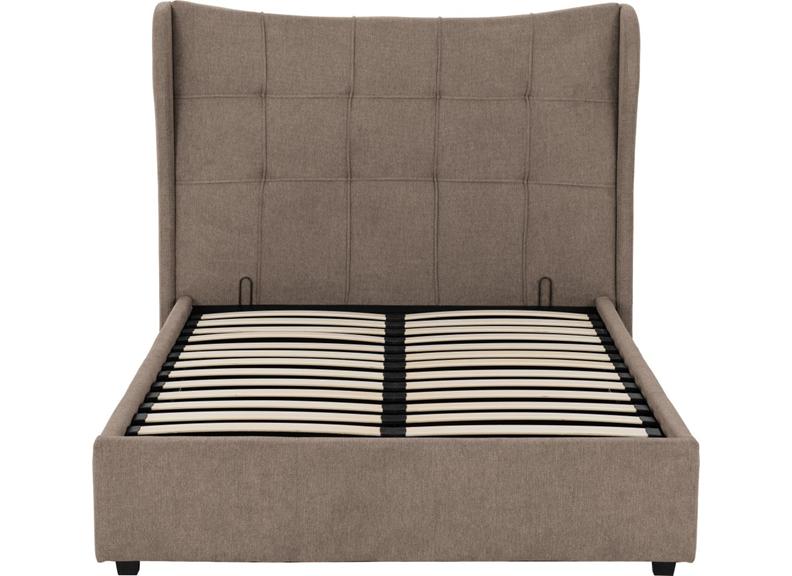 Verona Brown Fabric Storage Bed With 'Winged' Headboard – Luxury Ottoman Storage Bed Frame (Pre-Order 4 ft6)