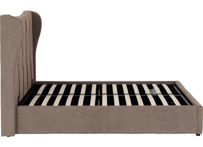 Verona Brown Fabric Storage Bed With 'Winged' Headboard – Luxury Ottoman Storage Bed Frame (Pre-Order 4 ft6)