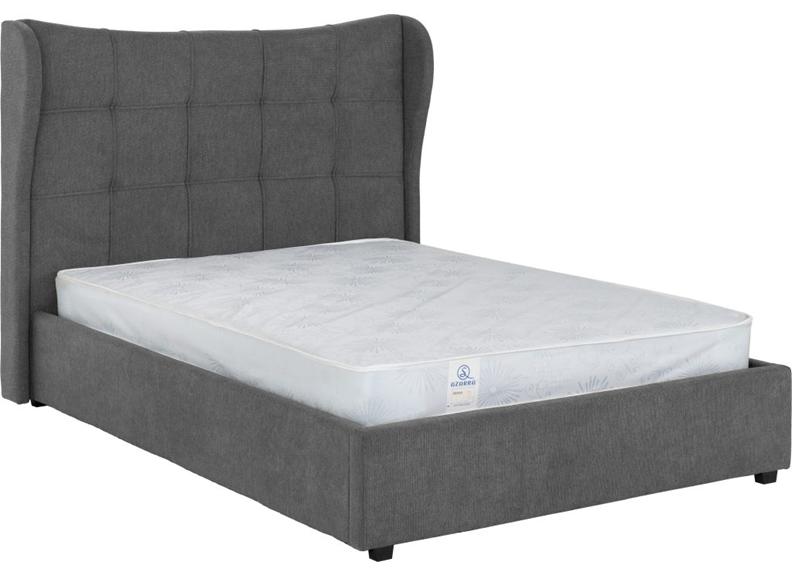 Verona Grey Fabric Storage Bed with 'Winged' Headboard – Luxury Ottoman Storage Bed Frame (Pre-Order 4 ft6)