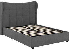 Verona Grey Fabric Storage Bed with 'Winged' Headboard – Luxury Ottoman Storage Bed Frame (Pre-Order 4 ft6)