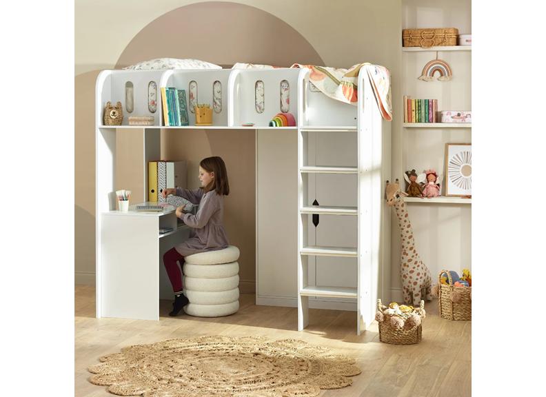 Vision High Sleeper Bed White Wooden Frame | Easy Clean Finish | Modern Space Saving Loft Bed