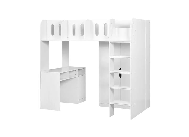Vision High Sleeper Bed White Wooden Frame | Easy Clean Finish | Modern Space Saving Loft Bed