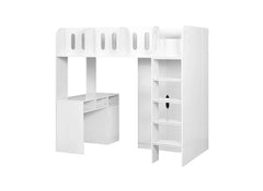 Vision High Sleeper Bed White Wooden Frame | Easy Clean Finish | Modern Space Saving Loft Bed