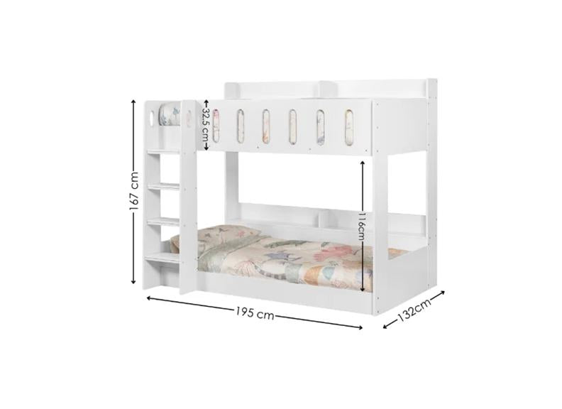 Vision Bunk Bed White Wooden Frame | Easy Clean Finish | Modern Space Saving Bed