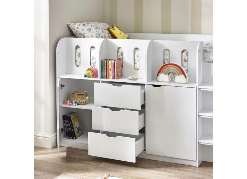 Vision Mid Sleeper Bed With White Wooden Frame | Easy Clean Finish | Modern Convenient Sleeper Bed
