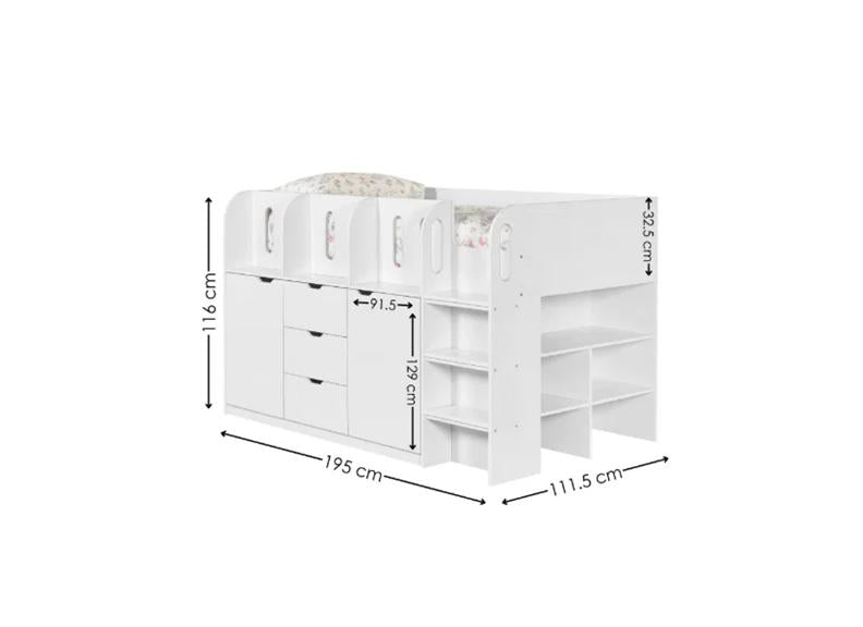 Vision Mid Sleeper Bed With White Wooden Frame | Easy Clean Finish | Modern Convenient Sleeper Bed