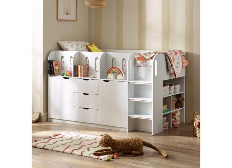 Vision Mid Sleeper Bed With White Wooden Frame | Easy Clean Finish | Modern Convenient Sleeper Bed
