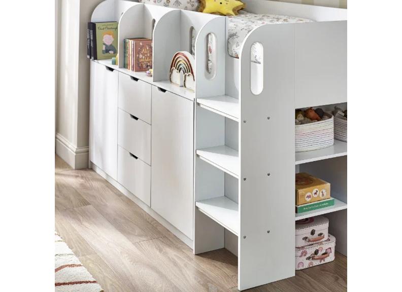 Vision Mid Sleeper Bed With White Wooden Frame | Easy Clean Finish | Modern Convenient Sleeper Bed