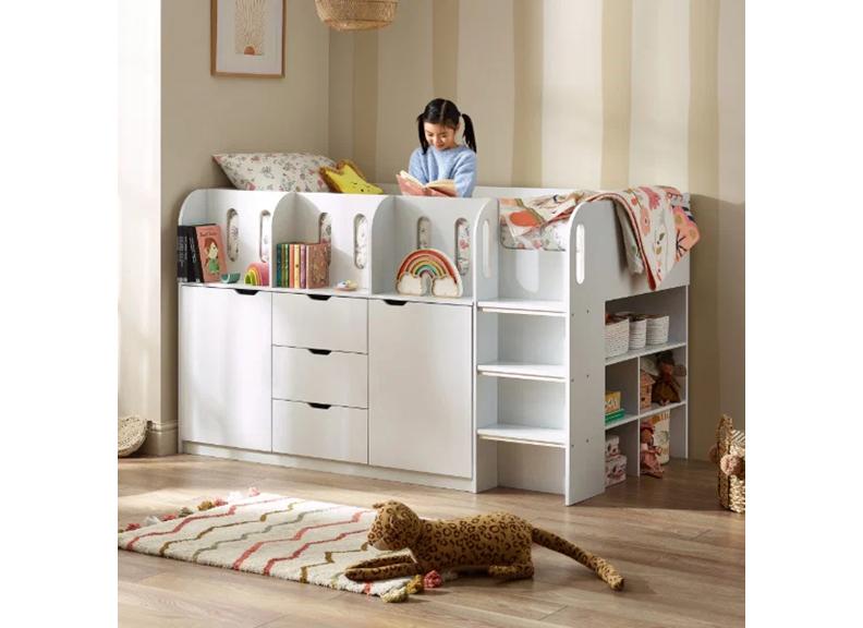 Vision Mid Sleeper Bed With White Wooden Frame | Easy Clean Finish | Modern Convenient Sleeper Bed